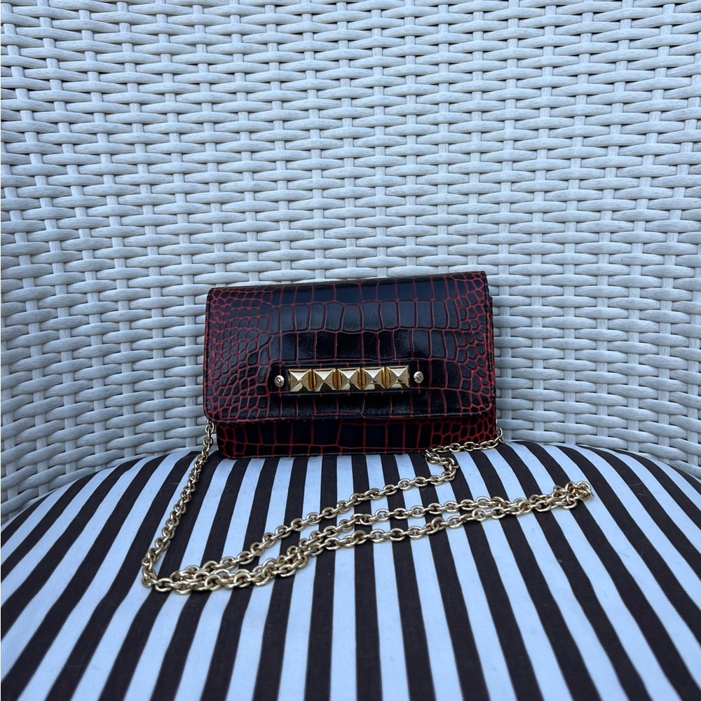 Henri Bendel West 57th Croc-Embossed Clutch/Crossbody Bag~EUC~RARE